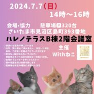 さいたま市♡7/7（日）ハレノテラス保護猫譲渡会